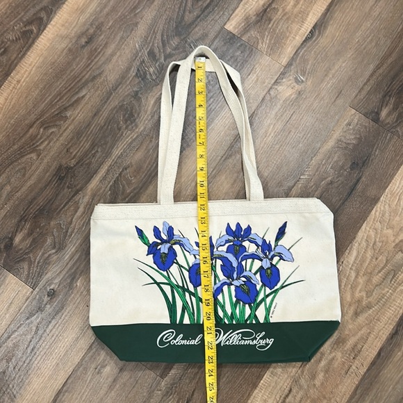 Colonial Williamsburg VA canvas Purple Iris Tote Bag with zipper closure &handle - Picture 12 of 12